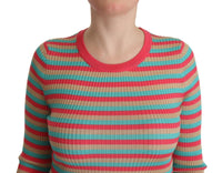 Thumbnail for Elegant Striped Silk Crew Neck Pullover