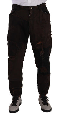 Thumbnail for Elegant Distressed Patchwork Denim Jeans