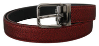 Thumbnail for Elegant Red Leather Belt with Metal Buckle