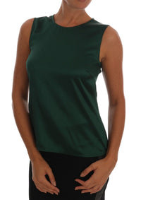 Thumbnail for Sleeveless Silk Top in Dark Green
