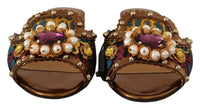 Thumbnail for Chic Floral Print Flat Sandals with Faux Pearl Detail