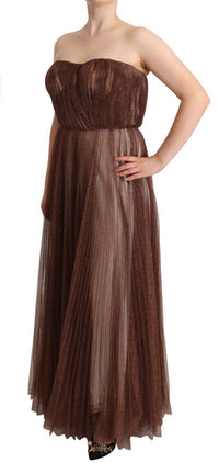 Thumbnail for Elegant Metallic Bronze Long Gown