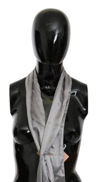 Thumbnail for Metallic Silver Silk Neck Wrap Shawl Scarf
