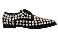 Thumbnail for Crystal-Embellished Leather Formal Flats