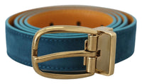 Thumbnail for Elegant Blue Velvet Leather Belt