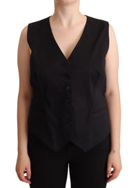Thumbnail for Chic Buttoned Black Waistcoat