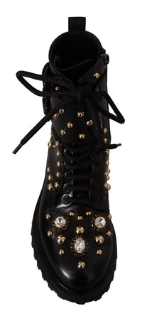 Thumbnail for Black Crystal-Studded Formal Boots