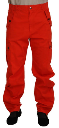 Thumbnail for Elegant Red Cotton Blend Trousers