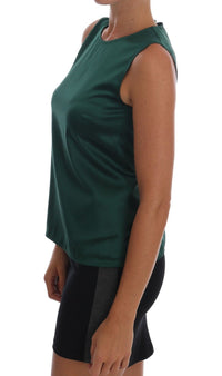 Thumbnail for Sleeveless Silk Top in Dark Green