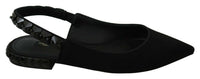 Thumbnail for Black Flats Slingback Charmeuse Shoes