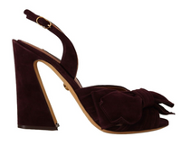 Thumbnail for Elegant Purple Suede Heels Sandals