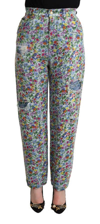 Thumbnail for Floral High Waisted Tapered Denim Jeans