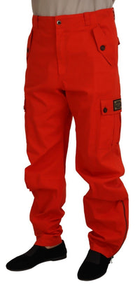 Thumbnail for Elegant Red Cotton Blend Trousers