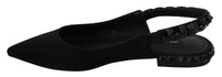 Thumbnail for Black Flats Slingback Charmeuse Shoes
