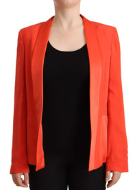 Thumbnail for Orange Long Sleeves Acetate Blazer Pocket Overcoat Jacket