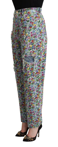 Thumbnail for Floral High Waisted Tapered Denim Jeans