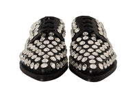 Thumbnail for Crystal-Embellished Leather Formal Flats