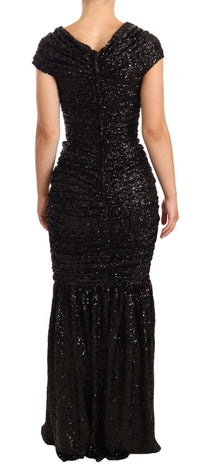 Thumbnail for Elegant Black Sequined Open Shoulder Gown