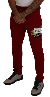 Thumbnail for Elegant Red Jogging Pants with Drawstring Closure