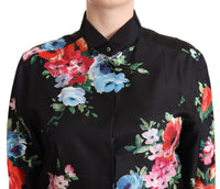 Thumbnail for Elegant Floral Silk-Cotton Polo Blouse