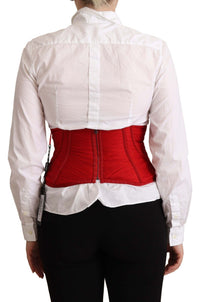 Thumbnail for Elegant Red Silk Corset Belt Top