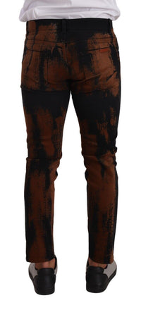 Thumbnail for Chic Black Brown Tie-Dye Slim Fit Jeans