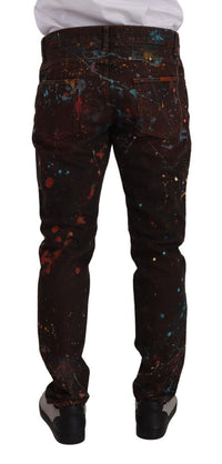 Thumbnail for Elegant Multicolored Painted Denim Jeans