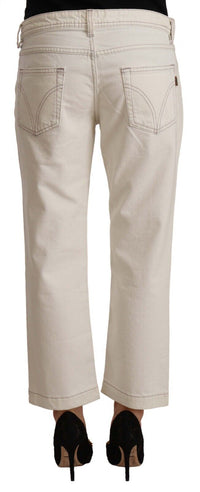 Thumbnail for Chic Off-White Cropped Jeans - Fashionista Must-Have