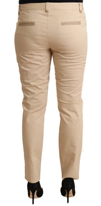 Thumbnail for Elegant Beige Cotton Stretch Skinny Pants