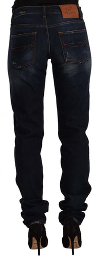 Thumbnail for Chic Mid-Waist Skinny Jeans in Dark Blue Wash