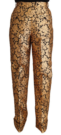Thumbnail for Elegant Floral Jacquard High Waist Trousers