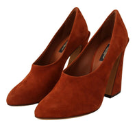 Thumbnail for Elegant Cognac Suede Pumps