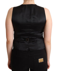 Thumbnail for Elegant Black Wool Blend Waistcoat Vest Top