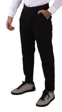 Thumbnail for Elegant Tapered Black Cotton Chinos