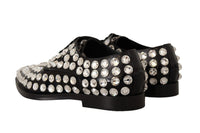 Thumbnail for Crystal-Embellished Leather Formal Flats