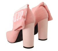 Thumbnail for Chic Pink Suede Ankle Boots with Logo Socks