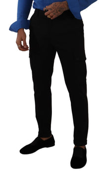 Thumbnail for Elegant Black Slim Fit Cargo Pants