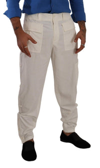 Thumbnail for Elegant Off White Cargo Pants - Regular Fit