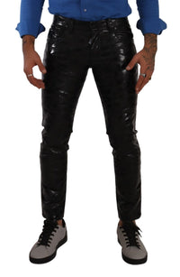 Thumbnail for Elegant Black Logo Skinny Pants