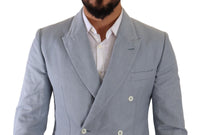 Thumbnail for Elegant Slim Fit Light Blue Double Breasted Blazer