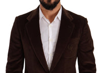 Thumbnail for Elegant Brown Corduroy Slim Fit Blazer
