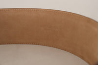 Thumbnail for Elegant Brown Leather Belt with Gold Oval Buckle