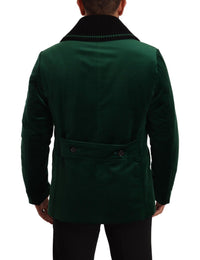 Thumbnail for Elegant Velvet Double Breasted Overcoat