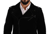 Thumbnail for Sleek Black Cotton Biker Jacket