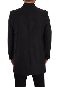 Thumbnail for Elegant Dark Grey Woolen Overcoat