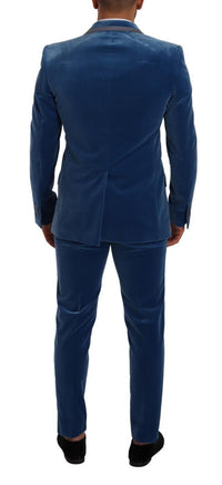 Thumbnail for Elegant Velvet Blue Slim Fit Suit