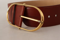 Thumbnail for Elegant Maroon Leather Belt with Gold Accents
