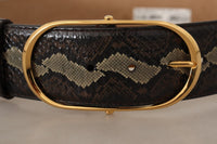 Thumbnail for Elegant Snakeskin Belt with Gold Oval Buckle