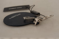 Thumbnail for Chic Black Leather Keychain with Silver Accents