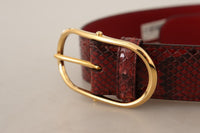 Thumbnail for Elegant Red Snakeskin Leather Belt